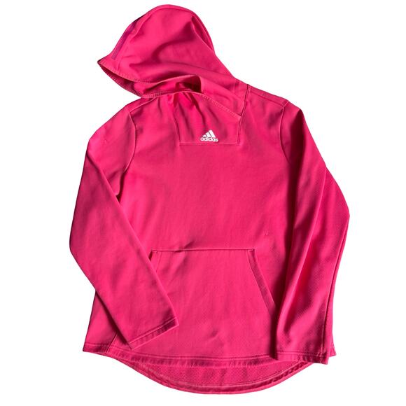 Adidas Climawarm Hoodie Pink Sz L Pullover Logo 3-Stripes - Picture 1 of 16